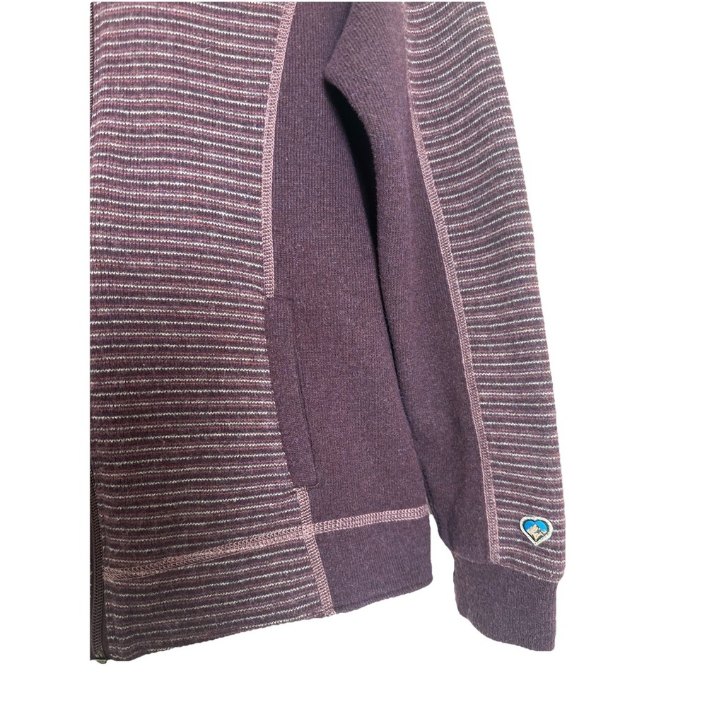 Kuhl Chianti Full‎ Zip Hoody Sweater Jacket Wool Striped Purple Woman Size Small - Picture 3 of 10